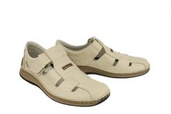 RIEKER 05284-60 beige, półbuty letnie męskie. Brązowe eleganckie półbuty Rieker, bez wzorów, ze skóry, bez obcasa, bez zapięcia. Za 379.90 zł.