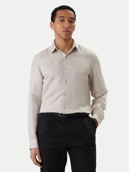 Calvin Klein Koszula LV019EU121 Beżowy Regular Fit. Brązowe koszule CALVIN KLEIN, m, bez wzorów, z lyocellu, bez kołnierzyka, bez ramiączek. Za 449.99 zł.