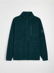 Rozpinana bluza polarowa ze stójką - zielony. Zielone bluzy bez kaptura Sinsay, l, bez wzorów, z polaru, bez kaptura. Za 59.99 zł.