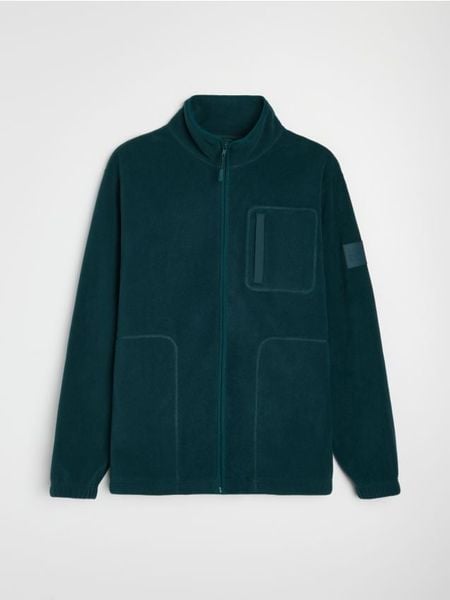 Rozpinana bluza polarowa ze stójką - zielony. Zielone bluzy bez kaptura Sinsay, l, bez wzorów, z polaru, bez kaptura. Za 59.99 zł.