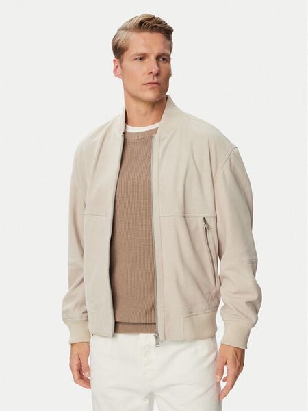 BOSS Kurtka skórzana Jonorve 50562519 Beżowy Regular Fit. Brązowe kurtki Boss, m, bez wzorów, ze skóry, bez kaptura. Za 2,399.00 zł.