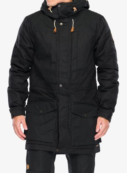 Kurtka ocieplana męska Fjallraven Singi Wool Padded Parka. Czarne kurtki Fjällräven, na zimę, m, bez wzorów, z bawełny, bez kaptura. Za 1,858.99 zł.