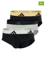 Adidas Slipy (3 pary) w kolorze czarnym, żółtym i szarym rozmiar: XL. Czarne slipki Adidas, xl, bez wzorów. Za 88.45 zł.