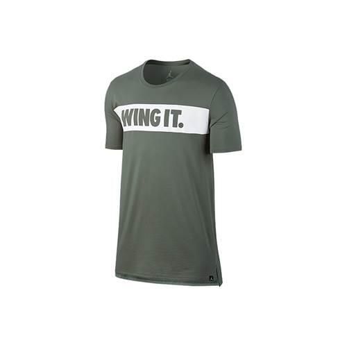 Koszulka sportowa męska Nike Air Jordan Wing It. Zielone t-shirty sportowe Nike, bez wzorów, z bawełny, bez ramiączek, na fitness i siłownię. Za 159.00 zł.
