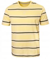 Bawełniana Koszulka Polo w Paski - Pako Jeans - Żółta. Żółte koszulki polo Pako Jeans, l, bez wzorów, z bawełny, bez kołnierzyka, bez ramiączek. Za 89.00 zł.