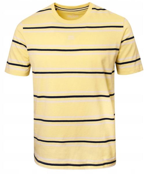Bawełniana Koszulka Polo w Paski - Pako Jeans - Żółta. Żółte koszulki polo Pako Jeans, l, bez wzorów, z bawełny, bez kołnierzyka, bez ramiączek. Za 89.00 zł.