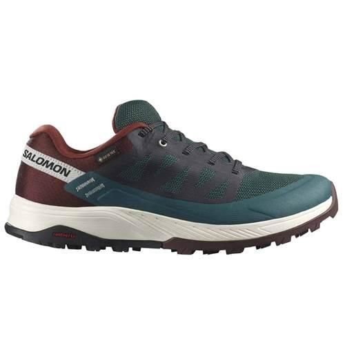 Buty trekkingowe męskie Salomon Outrise Gtx Gore-tex. Niebieskie buty trekkingowe Salomon, bez wzorów, z gore-texu, bez zapięcia, trekkingowe, gore-tex. Za 641.10 zł.