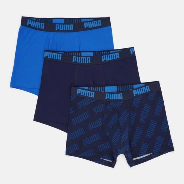 Bokserki sportowe męskie Puma LOGO AOP 3-PACK 93554702. Bokserki Puma, m, bez wzorów, z bawełny. Za 139.48 zł.