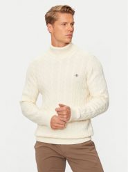Gant Golf 8050607 Beżowy Regular Fit. Brązowe golfy GANT, m, bez wzorów, z bawełny, bez ramiączek. Za 551.99 zł.