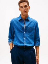 Tommy Hilfiger koszula casual Mężczyźni Regular Fit Bawełna niebieski, L. Niebieskie koszule Tommy Hilfiger, l, bez wzorów, z bawełny, bez kołnierzyka, bez ramiączek. Za 279.95 zł.
