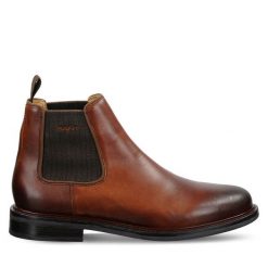 Sztyblety Gant. Brązowe botki sznurowane GANT, bez wzorów, bez obcasa, bez zapięcia. Za 719.99 zł.
