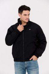 TOMMY JEANS Czarna męska kurtka przejściowa z drobnym logo. Czarne kurtki Tommy Jeans, l, bez wzorów, z jeansu, bez kaptura. W wyprzedaży za 379.99 zł.