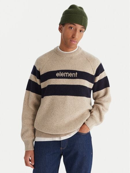 Element Sweter 2000s RIB CR ELYSW00128 Beżowy Regular Fit. Brązowe swetry rozpinane Element, l, bez wzorów, z wełny, bez kołnierzyka, bez ramiączek. Za 319.99 zł.