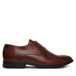 Półbuty ECCO. Brązowe eleganckie półbuty ecco, bez wzorów, bez obcasa, bez zapięcia. Za 579.99 zł.