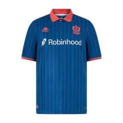 Trzeci strój OGC Nice Pro 2025/26. Niebieskie t-shirty sportowe Kappa, bez wzorów, bez ramiączek, do piłki nożnej. Za 497.45 zł.