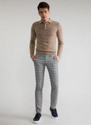 Spodnie męskie w kratę P22SF-WX-005-S-0. Szare spodnie materiałowe Pako Lorente, na co dzień, l, bez wzorów, z elastanu, casualowe, długie. Za 99.99 zł.