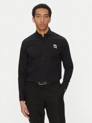 KARL LAGERFELD Koszula 605911 552671 Czarny Slim Fit. Czarne koszule KARL LAGERFELD, m, bez wzorów, z bawełny, bez kołnierzyka, bez ramiączek. Za 709.99 zł.