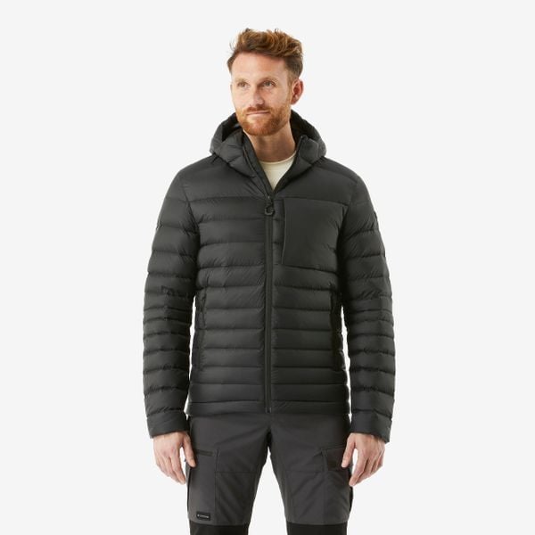 Kurtka trekkingowa męska puchowa Forclaz MT500 - 10°C. Czarne kurtki SIMOND, na lato, l, bez wzorów, z materiału, z kapturem. Za 449.99 zł.