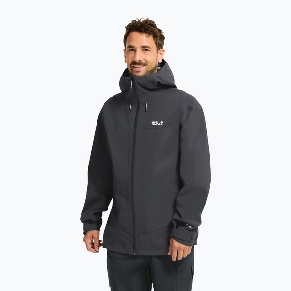 Kurtka przeciwdeszczowa męska Jack Wolfskin Rockpaw 3L. Czarne kurtki Jack Wolfskin, l, bez wzorów, z materiału, bez kaptura. Za 839.99 zł.