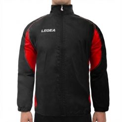 Kurtka przeciwdeszczowa Storm dla mężczyzn do biegania czarno-czerwona. Czarne kurtki outdoor i hardshell Legea, m, bez wzorów. W wyprzedaży za 60.00 zł.