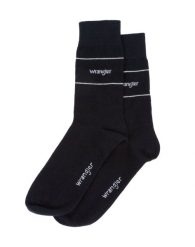 2PAK SKARPETY WRANGLER SOCKS BLACK 112325141. Czarne skarpety Wrangler, bez wzorów. Za 39.99 zł.