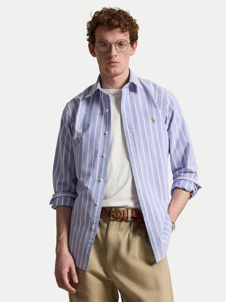 Polo Ralph Lauren Koszula 710928918002 Niebieski jasny Custom Fit. Niebieskie koszule Polo Ralph Lauren, m, bez wzorów, z bawełny, bez kołnierzyka, bez ramiączek. Za 769.99 zł.