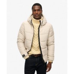 Kurtka pikowana z kapturem do sportu. Brązowe kurtki Superdry, m, bez wzorów, z kapturem. Za 511.05 zł.