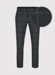 PAKO LORENTE – Antracytowe spodnie męskie w kratę P22WF-WX-001-C-0. Szare spodnie materiałowe Pako Lorente, na co dzień, l, bez wzorów, z elastanu, casualowe. Za 99.99 zł.