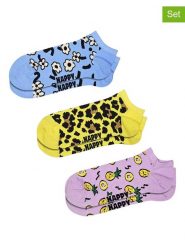 Happy Socks Skarpety (3 pary) w kolorze fioletowo-błękitno-żółtym rozmiar: 36-40. Niebieskie skarpety Happy Socks, bez wzorów. Za 52.95 zł.