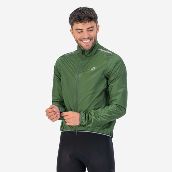 Kurtka wodoodporna Rogelli Essential. Zielone kurtki Rogelli, xl, bez wzorów, bez kaptura. W wyprzedaży za 180.00 zł.