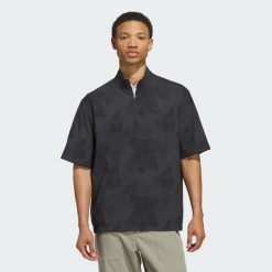 Bluza Go-to DWR Short Sleeve Half-Zip. Czarne kurtki przeciwdeszczowe Adidas, l, bez wzorów, z materiału, bez kaptura. Za 399.00 zł.