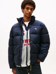 Tommy Jeans Pikowana kurtka Mężczyźni niebieski, XL. Niebieskie kurtki Tommy Jeans, m, bez wzorów, z jeansu, bez kaptura. Za 749.95 zł.