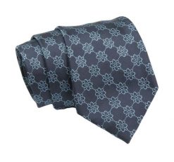 Klasyczny Krawat, Granatowo-Niebieski w Kwiatki, Męski, 7cm -Angelo di Monti. Niebieskie krawaty i muchy Angelo di Monti, bez wzorów, z tkaniny. Za 45.00 zł.