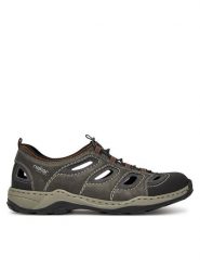 Rieker Sandały 08065-02 Szary. Szare sandały Rieker, z syntetyku, bez zapięcia. Za 349.99 zł.