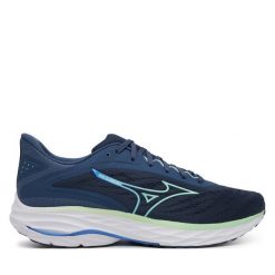 Buty do biegania Mizuno. Niebieskie buty do biegania Mizuno, bez wzorów, bez zapięcia, do biegania. Za 359.99 zł.