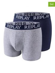Replay Underwear Bokserki (2 pary) w kolorze szarym i granatowym rozmiar: M. Niebieskie bokserki Replay Underwear, m, bez wzorów. Za 43.99 zł.