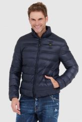 BLAUER Granatowa puchowa kurtka męska Seth. Niebieskie kurtki Blauer USA, l, bez wzorów, z puchu, bez kaptura. W wyprzedaży za 719.99 zł.