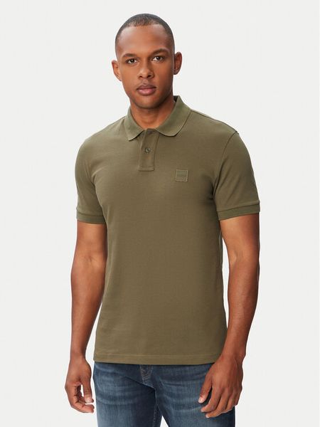 BOSS Polo Passenger 50507803 Zielony ciemny Slim Fit. Zielone koszulki polo Boss, l, bez wzorów, z bawełny, bez kołnierzyka, bez ramiączek. Za 399.99 zł.
