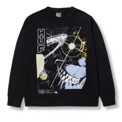 Bluza turystyczna męska HUF x Marvel Avengers. Czarne bluzy HUF, m, bez wzorów, z bawełny, bez kaptura. W wyprzedaży za 272.00 zł.