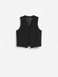 Garniturowa kamizelka - czarny. Czarne garnitury Reserved, l, bez wzorów, z tkaniny. Za 159.99 zł.