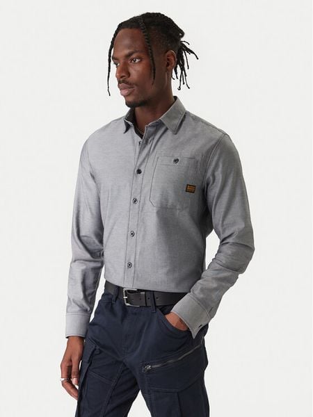 G-Star Raw Koszula Bristum 2.0 D23553 E071 Szary Slim Fit. Szare koszule G-Star Raw, l, bez wzorów, z bawełny, bez kołnierzyka, bez ramiączek. Za 249.99 zł.