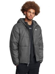 Kurtka puchowa z wypełnieniem syntetycznym męska Under Armour Lw Insulated Jacket - szara. Szare kurtki Under Armour, l, bez wzorów, z nylonu, bez kaptura. Za 499.99 zł.