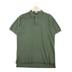 Second life - Męska koszulka polo z krótkim rękawem Khaki - Stan dobry. Zielone koszulki polo RALPH LAUREN, m, bez wzorów, bez kołnierzyka, bez ramiączek, na golfa. Za 106.46 zł.