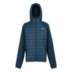Męska Kurtka Hybrydowa Newhill. Niebieskie kurtki Regatta, m, bez wzorów, z dzianiny, z kapturem. Za 126.99 zł.