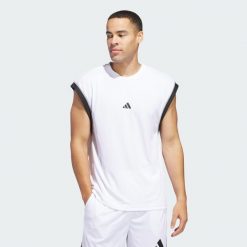 Koszulka adidas Basketball All-World Sleeveless Tank. Czarne bezrękawniki Adidas, m, bez wzorów, z materiału, bez kołnierzyka, bez ramiączek. Za 139.00 zł.