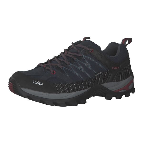 Buty trekkingowe męskie CMP Rigel WP. Czarne buty turystyczne CMP, bez wzorów, z materiału, bez zapięcia, trekkingowe. Za 379.99 zł.