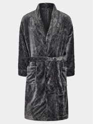 HOM Szlafrok 402625 Szary Regular Fit. Szare szlafroki HOM, m, bez wzorów, z syntetyku, bez ramiączek, bez kaptura. Za 449.99 zł.