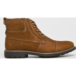 American Club - Buty. Czarne botki sznurowane American CLUB, bez wzorów, z materiału, z okrągłym noskiem, bez obcasa, bez zapięcia. W wyprzedaży za 129.90 zł.