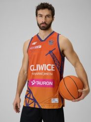 4F Koszulka meczowa replika domowa z sezonu 2025/26 męska 4F x GTK Gliwice - pomarańczowa S. Brązowe bezrękawniki 4F, l, bez wzorów, z materiału, bez kołnierzyka, bez ramiączek. Za 219.99 zł.