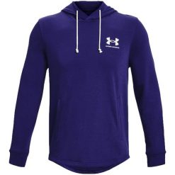 Męska Bluza Z Kapturem Rival Terry. Niebieskie bluzy Under Armour, m, bez wzorów, z kapturem. Za 293.99 zł.